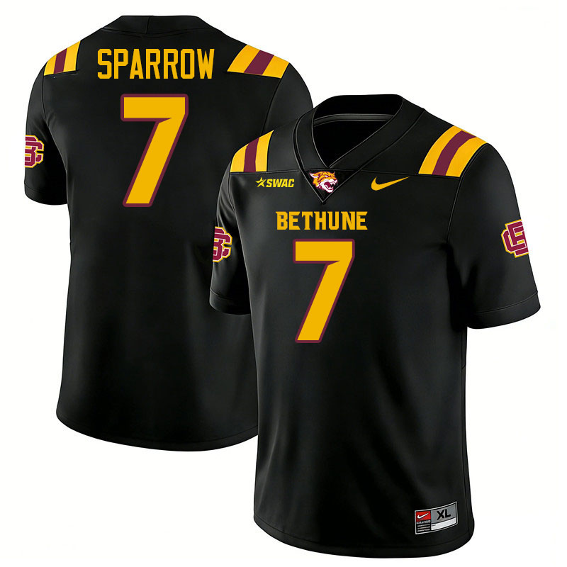 Bethune-Cookman Wildcats #7 Stephen Sparrow College Football Jerseys,Uniforms-Black